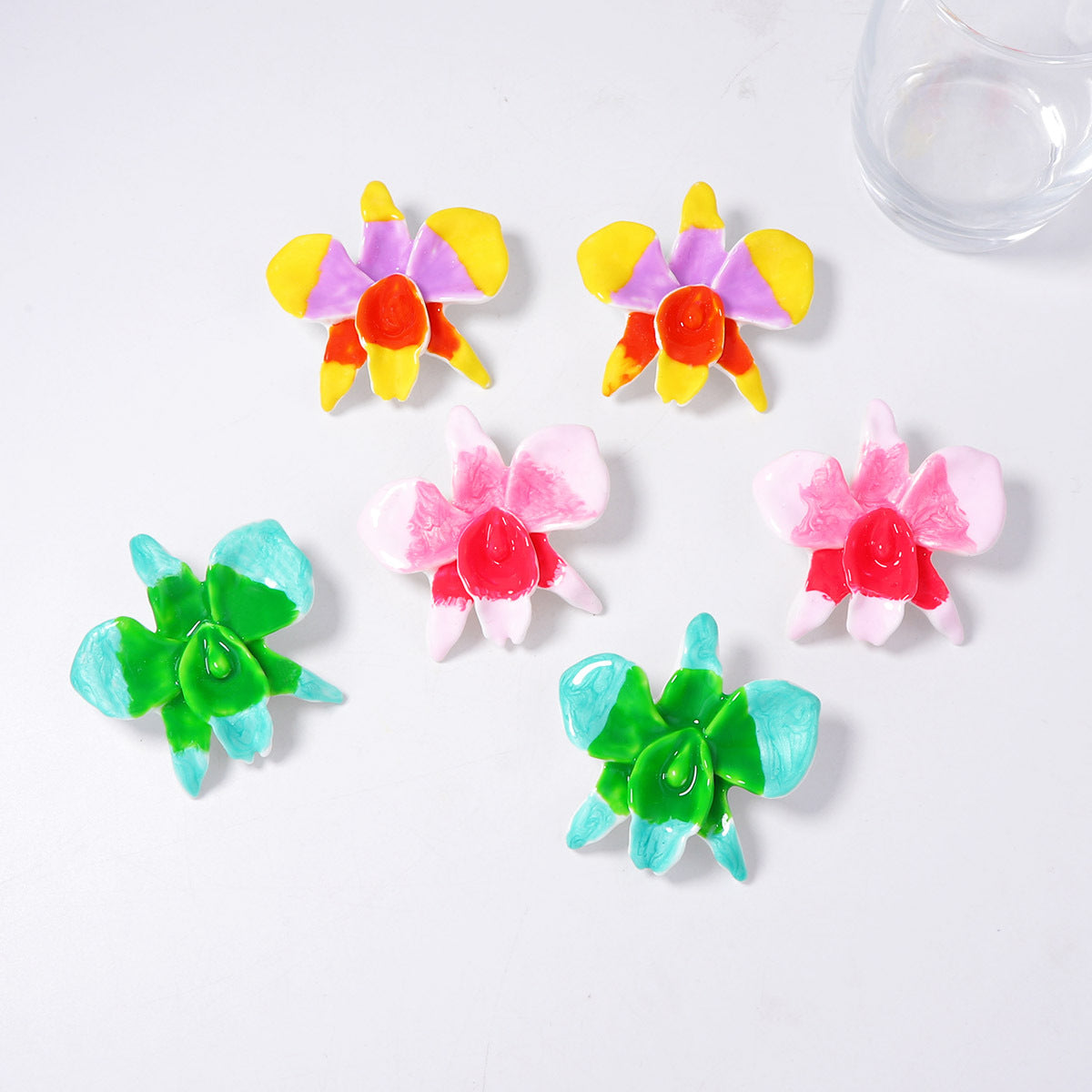 Bohemian Large Hand-Painted Drip Oil Colorful Flower Earrings - Unique, Fresh, and Versatile Vacation Jewelry