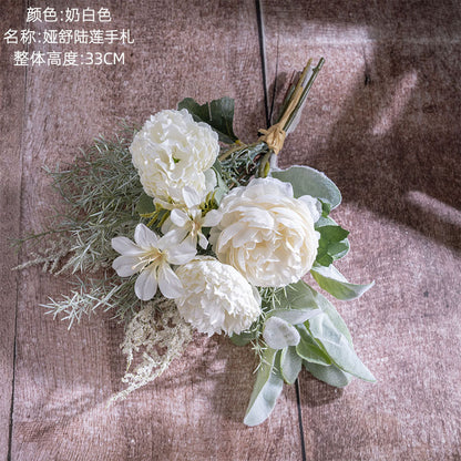 Elegant Asher Lu Lian Handcrafted Silk Flower Bouquet - Stunning Wedding Decor & Wall Hangings for a Dreamy Atmosphere (CF01407)