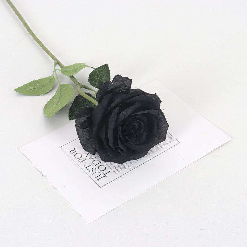 Dark Elegance: Faux Black Rose for Halloween Decor - Stunning Artificial Flowers for Spooky Celebrations and Elegant Arrangements