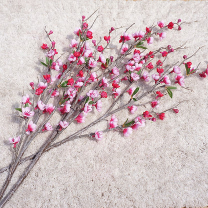 Single Stem 5-Branch Faux Peach Blossom - Stunning Artificial Flowers for Weddings, Home Decor, Hotels, and Event Photography