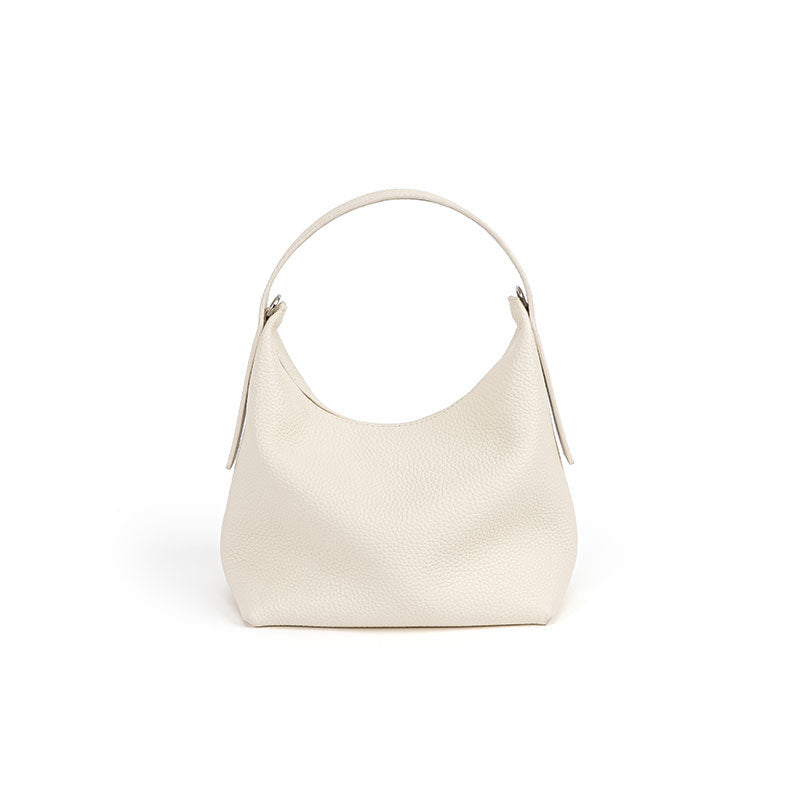 Versatile Bucket Bag Chic Korean Style Crossbody Handbag in Litchi Leather Featuring Magnetic Snap Closure Genuine Leather Tote for Everyday Commuting