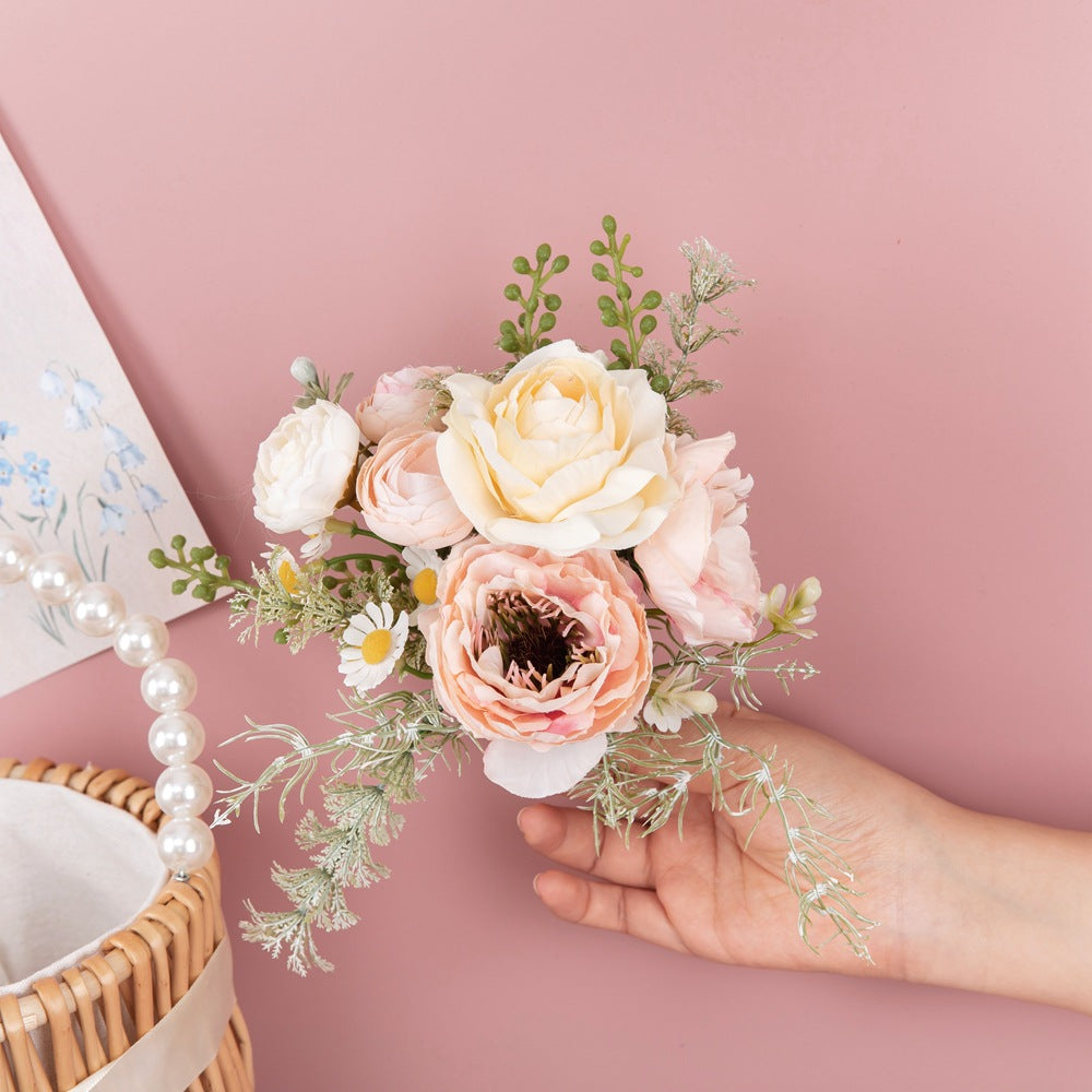 Elegant Pink Floral Artificial Arrangement by Haiyin Temple - Perfect for Home Decor, Weddings, and Wall Accents | Stunning Faux Flower Bouquet CF01213