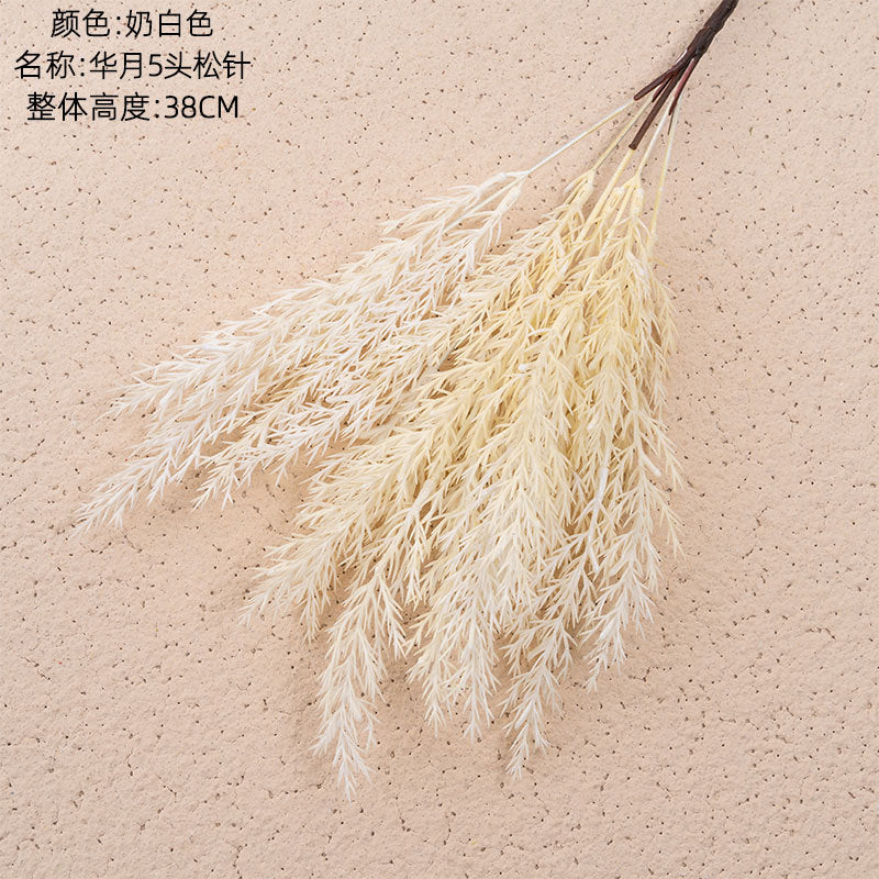 Elegant 5-Head Artificial Pine Needle Greenery for Weddings – Stylish INS-Inspired Faux Floral Decor (Model MW53002)