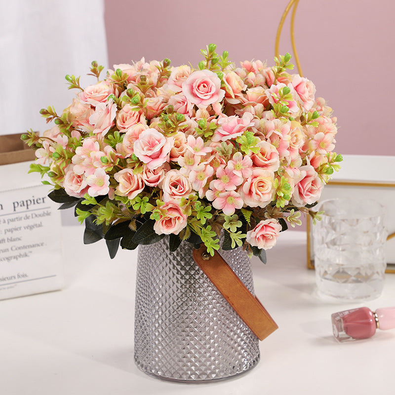 Stunning Polka Dot Hydrangea and Rose Artificial Flower Bouquet - Elegant Silk Floral Arrangements for Home Decor and Living Room Accents