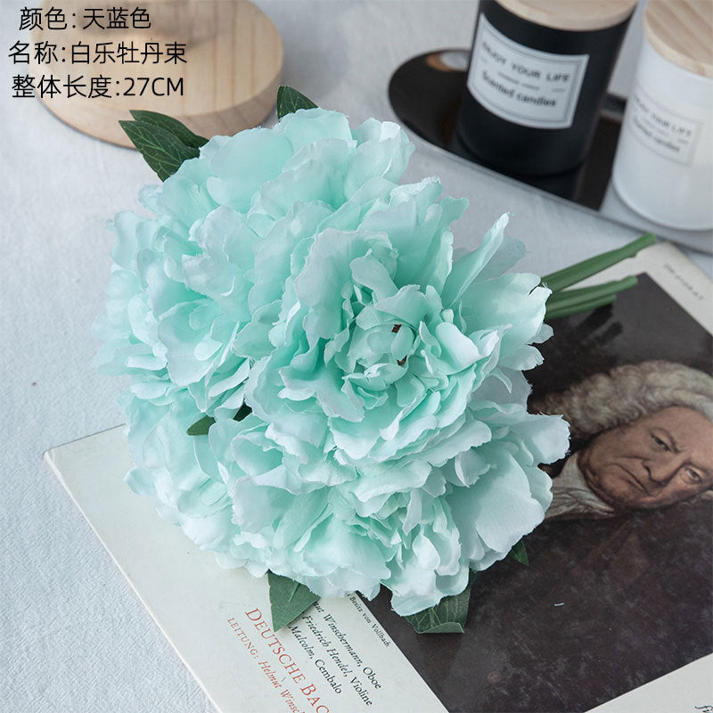 Quality Peony Light Blue Artificial Flowers - Stunning Wedding Decor, Realistic Faux Floral Arrangements (Model GF13823)