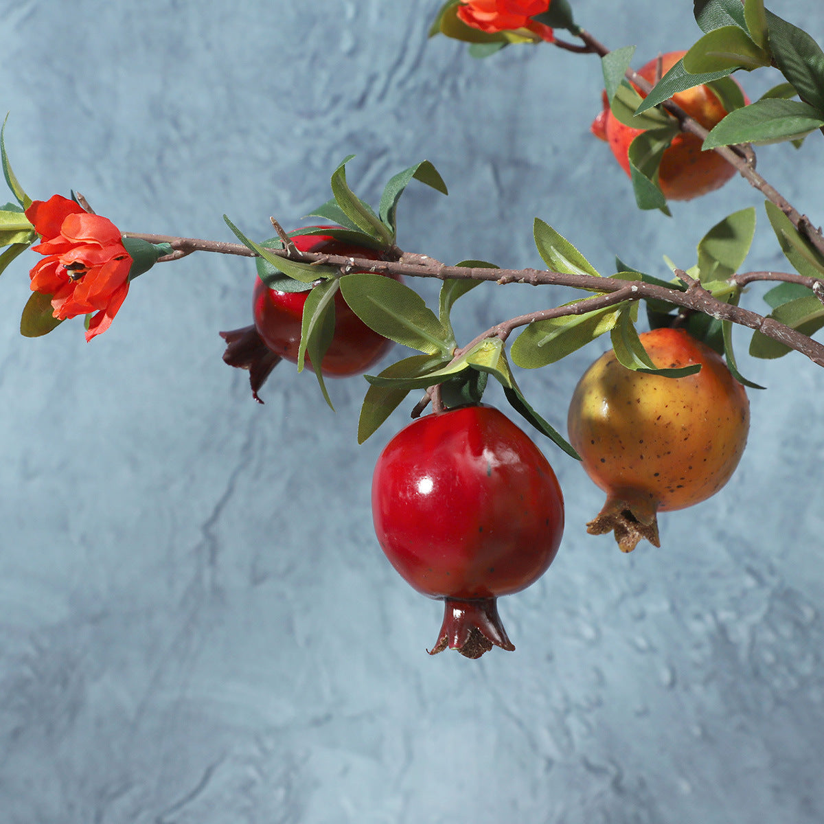 Realistic Pomegranate Fake Flowers with Berries - Perfect Home and Hotel Soft Decoration for New Year Celebrations