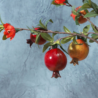 Realistic Pomegranate Fake Flowers with Berries - Perfect Home and Hotel Soft Decoration for New Year Celebrations