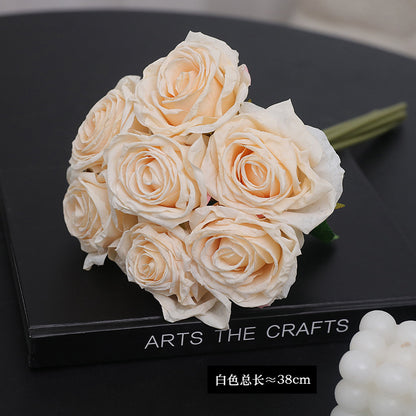 7-Head Artificial Rose Bouquet for Home Decor - Perfect for Photography Props, Wedding Aisle Decorations, and Bridal Bouquets - Lifelike Faux Flowers that Enhance Any Setting