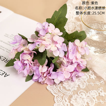 Elegant Wedding Decoration: Realistic Miniature Hydrangea Bouquet - Perfect for Home Decor, INS Style Artificial Flowers for a Refreshing Ambiance