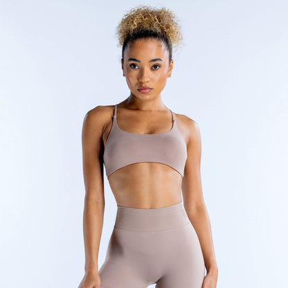 High Waisted Lift Support Seamless Fitness 3 4 Leggings Ultra Sleek Backless Nylon Sports Bra Set for Comfort and Style