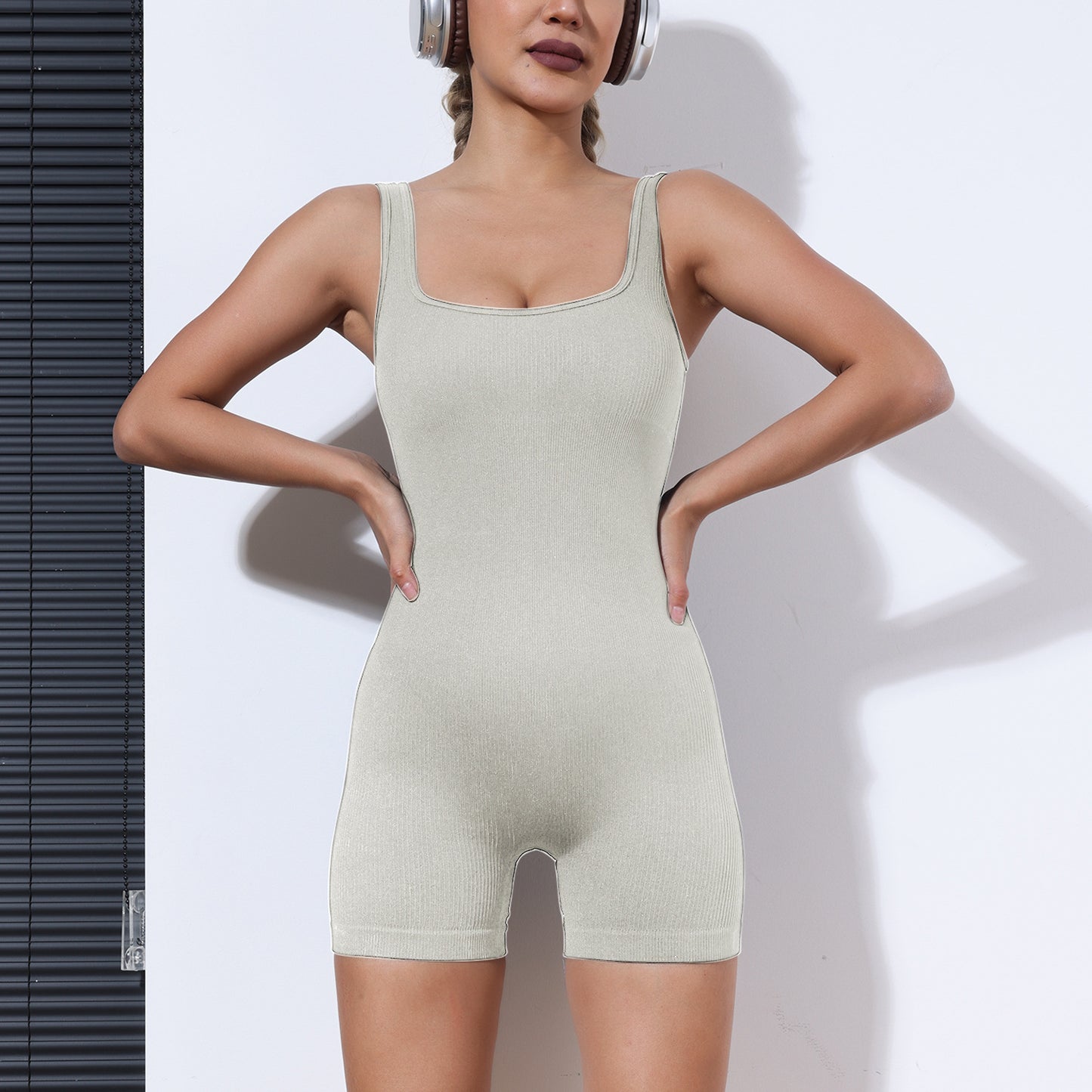 Seamless Yoga Bodysuit with Built in Bra and Butt Lifting Shorts for Women for Outdoor Activities and Fitness Workouts