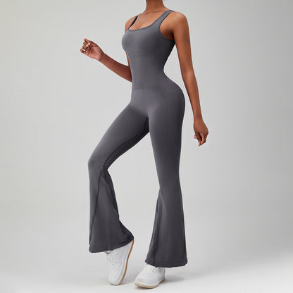 Yoga Jumpsuit Cutout Back Seamless Fit Slimming Bodysuit for Any Workout or Casual Wear