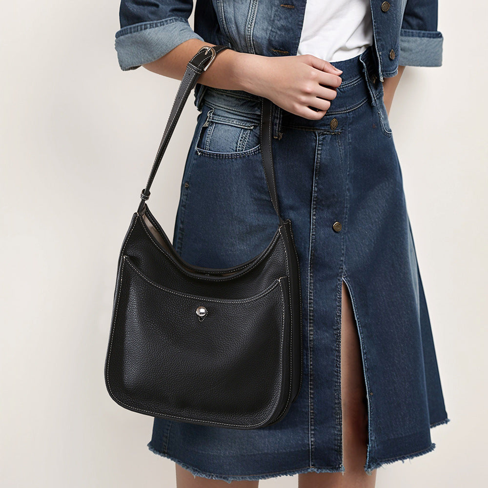 Genuine Leather Large Capacity Women's Tote Bag Work Commuter Shoulder Bag with Versatile Crossbody Design