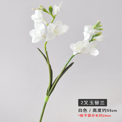 Realistic White Crane Flower Faux PU Blossom – Luxurious Home Decor, Perfect for Weddings and Special Events, Stunning Imitation Jade Flower Arrangement