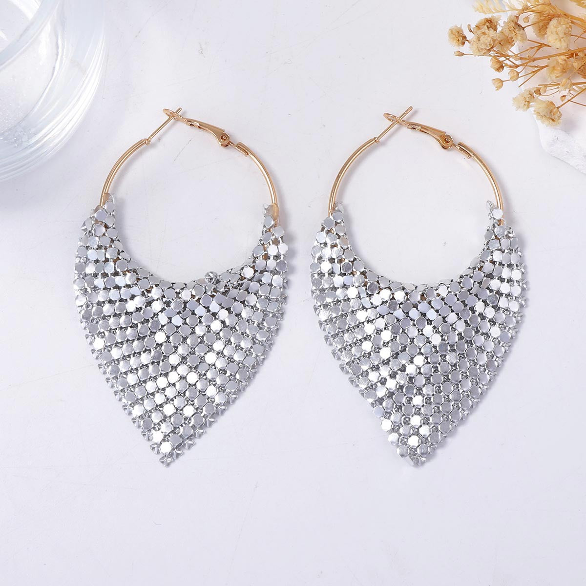 Chic Luxury Geometric Triangle Earrings - High-End Sparkling Statement Ear Cuffs for Trendy Fashionistas