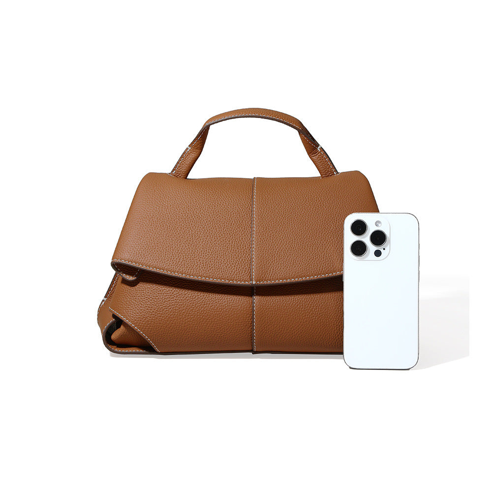 Genuine Leather Women's Shoulder Bag Chic Cowhide Crossbody Purse with Push Lock Design for Style and Comfort for Commutes and Everyday Use