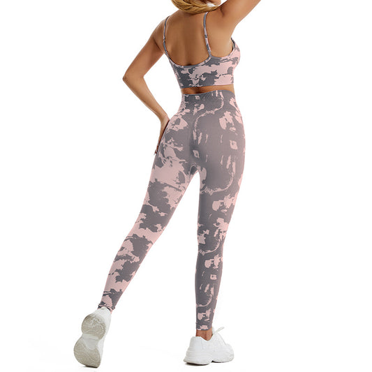 Seamless Camouflage Print Yoga Set High Waist Fitness Leggings and Sports Bra for Comfort and Performance