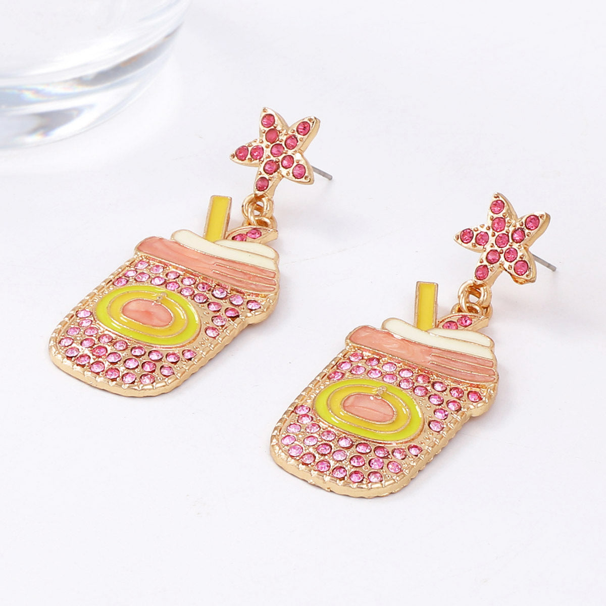 Charming Minimalist Cartoon-Inspired Alloy and Zirconia Teacup Cold Drink Earrings for Women – Perfect for Daily Wear and Unique Gifts