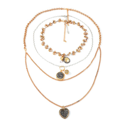 Chic and Luxurious Multi-Layered Geometric Pendant Chain Necklace – Unique Alloy Design for a Statement Look