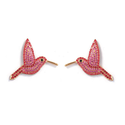 Stylish  Creative Hummingbird-Inspired Alloy Earrings with Colorful Rhinestones for Women - Unique Bird-Themed Jewelry for Every Occasion