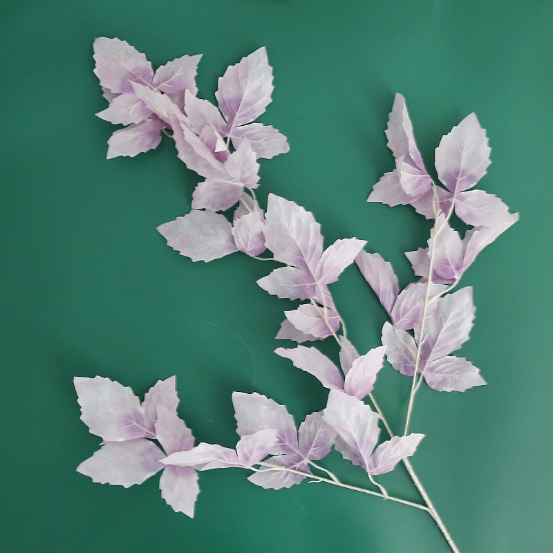 Realistic Faux Leaf Single Stem 3-Prong Wedding Decoration - Perfect for Ceiling & Aisle Decor, Lifelike Silk Plants for Elegant Events