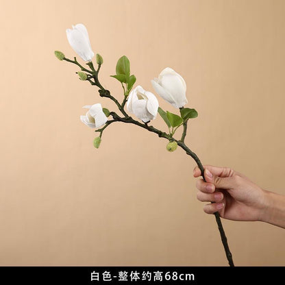 Realistic 3D Touch Magnolia Blossom Flower – Stunning Faux Floral Decor for Living Room and Dining Table Centerpiece