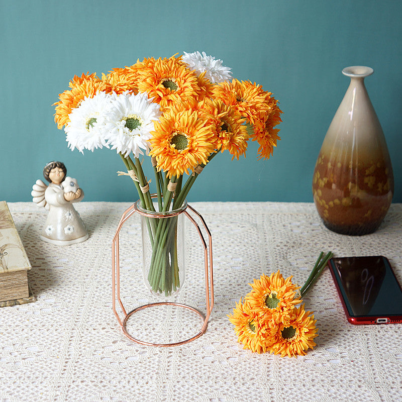 Realistic African Daisy Faux Flowers - Set of 3 Mini Textured Bouquets for Home Decor, Weddings, and Photography