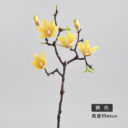 4-Head Realistic Magnolia Silk Flower - Lifelike 3D Feel for Home Décor and Wedding Decor - Perfect for Elegant Arrangements