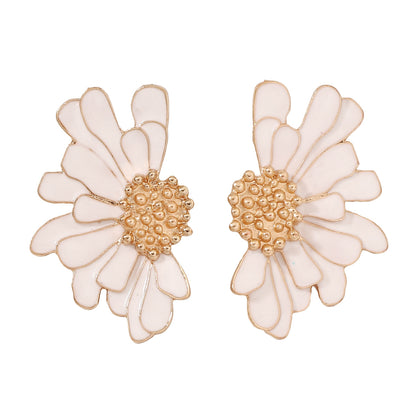 Alloy Enamel Floral Earrings - Stylish and Simple Flower Studs for a Fresh Accessory Look