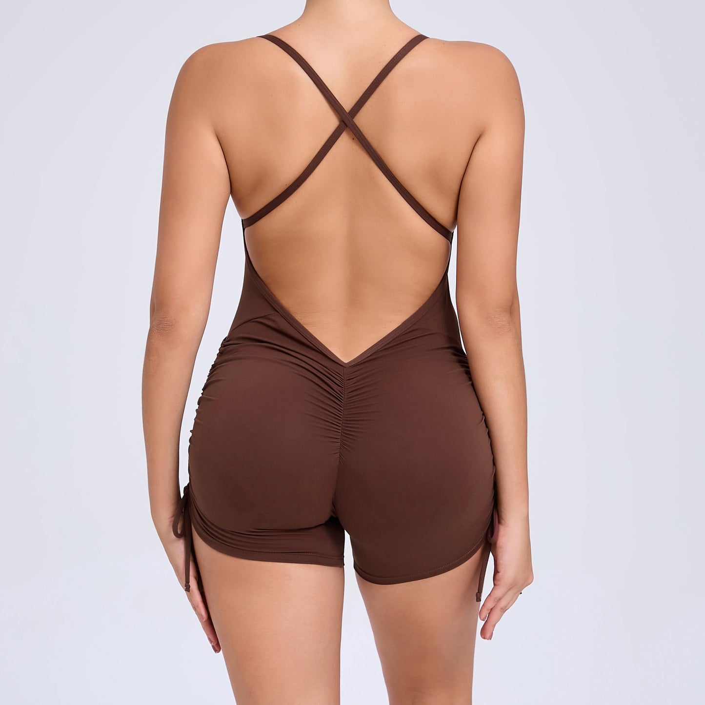 Summer Hollow Back Cutout Side Drawstring Yoga Jumpsuit for Women Comfortable and for Dance Fitness and Everyday Wear