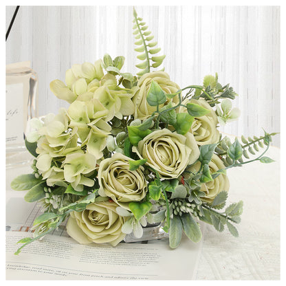 Stunning Artificial Evening Primrose Rose Hydrangea Bouquet - Perfect for Weddings, Home Décor, and Photography - Lifelike Silk Flowers for Lasting Beauty