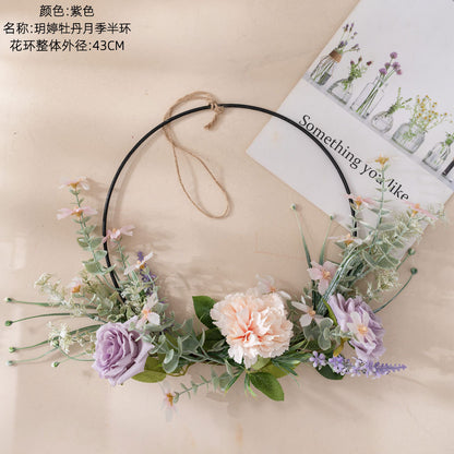 Elegant Yueting Peony and Rose Half-Circle Faux Flower Design - Perfect for Weddings and Home Décor as a Beautiful Bouquets or Wall Hanging (CF01297)