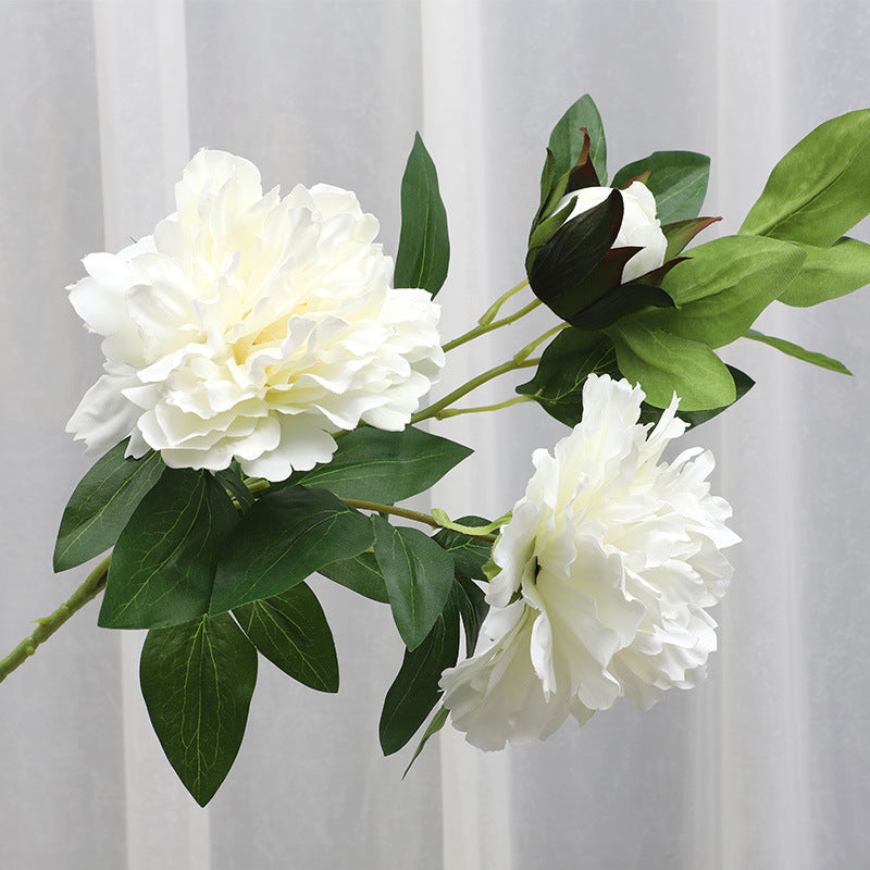 Elegant 3D Printed Triple Peony Flowers - Stunning Artificial Home Décor for Living Rooms, Perfect for All Seasons