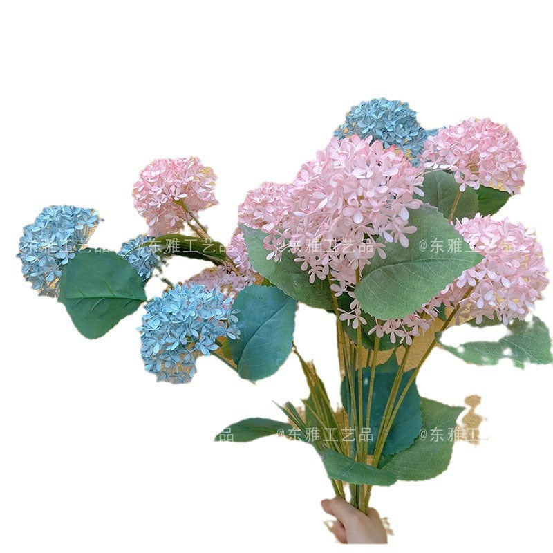 Elegant Scandinavian-Inspired Artificial Hydrangea Floral Arrangement - 3-Head Golden Hydrangea - Perfect for Wedding Decor, Hotel Interiors, and Stylish Home Accents