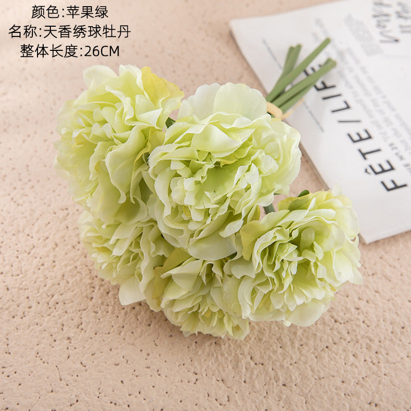 Realistic Peony Flower Bouquet - Lifelike Faux Floral Home Decor Craft for Weddings and Special Events - GF14921B