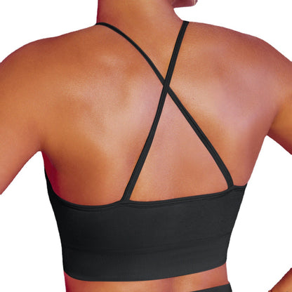 Seamless Cross Back Sports Bra with Thin Straps Low Neck Athletic Yoga Top for Women Ideal for Running and Fitness Enthusiasts and Comfortable Activewear