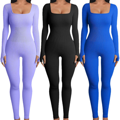 Seamless Long Sleeve Yoga Bodysuit for Women for Outdoor Running Fitness and Body Shaping