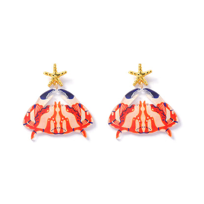 Chic Vacation-Inspired Acrylic Ocean Animal Dangle Earrings - Unique, Minimalist Design for Versatile Everyday Wear