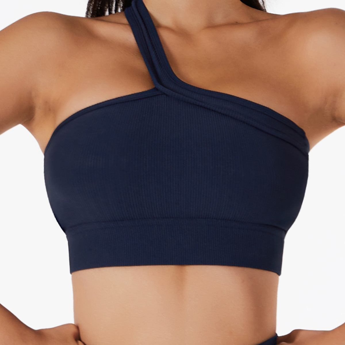 Spring Summer Single Shoulder Yoga Bra Fashionable Integrated Back Sports Bra for Outdoor Fitness Yoga Wear for Women 6256 Comfortable and Supportive