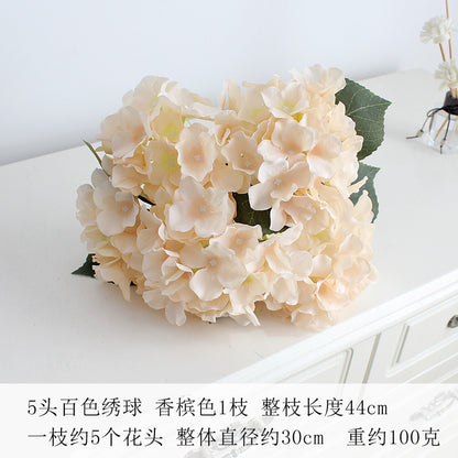 Elegant 5-Head Hydrangea Artificial Flowers - Realistic Silk Floral Arrangements for Weddings, Events, Hotels, and Home Decor