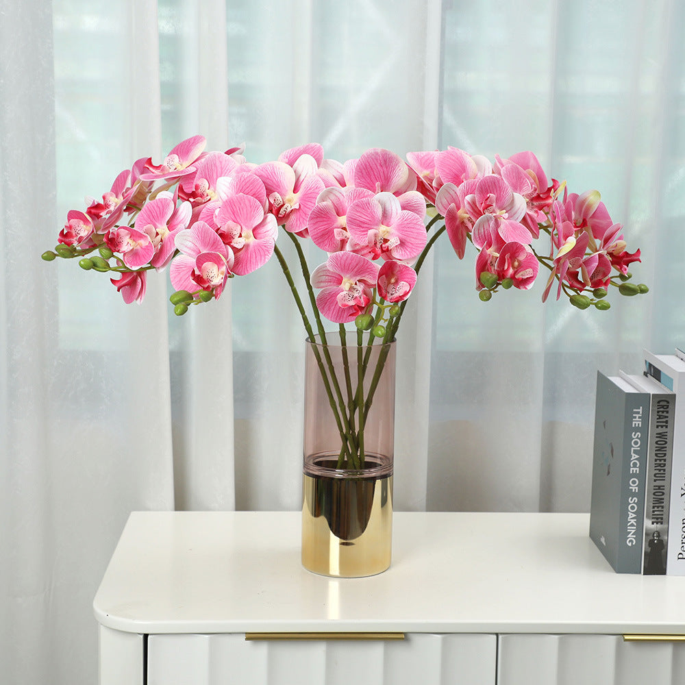 Realistic 3D Printed 7-Head Phalaenopsis Orchid Artificial Flowers – Stunning Home and Living Room Decor with Elegant Potted Arrangement