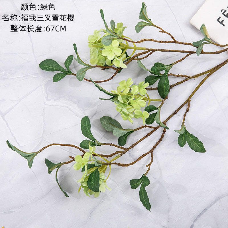 Stunning Faux Floral Decoration - Realistic Snowflake Cherry Blossom & Rose Bouquet for Home Decor and Wedding Celebrations | MW94001