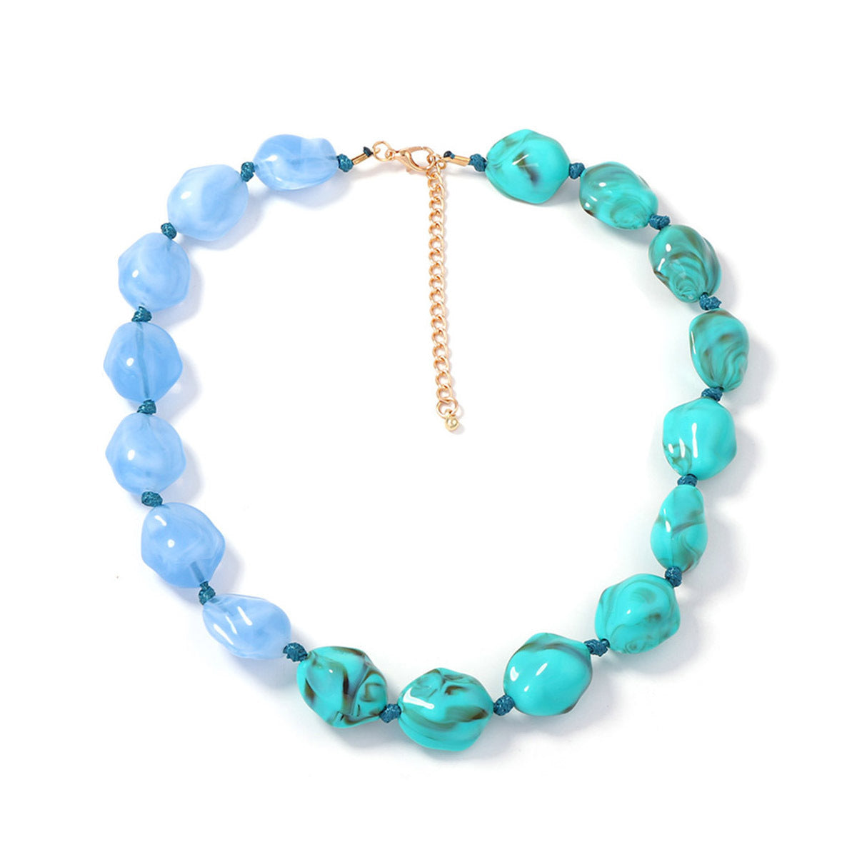 Stylish and Unique Casual Colorful Geometric Statement Beaded Necklace for Women - Versatile Multi-Color Design Perfect for Any Occasion