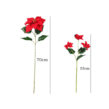 High-Quality Artificial Poinsettia Flowers for Christmas - Vibrant Red Holiday Home and Outdoor Decor, Perfect for Festive Landscaping