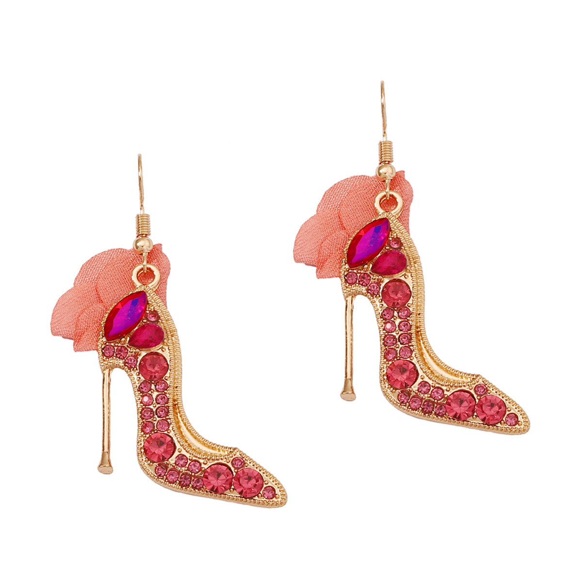 Trendy Personality Cartoon Crystal Shoes Alloy Rhinestone Fabric Earrings - Unique Creative Design for a Stylish Look