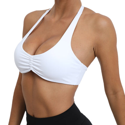 Women's High Performance Fitness Sports Bra Quick Dry Tight Fitting Yoga Top for Running and Workout Neck Holder Design