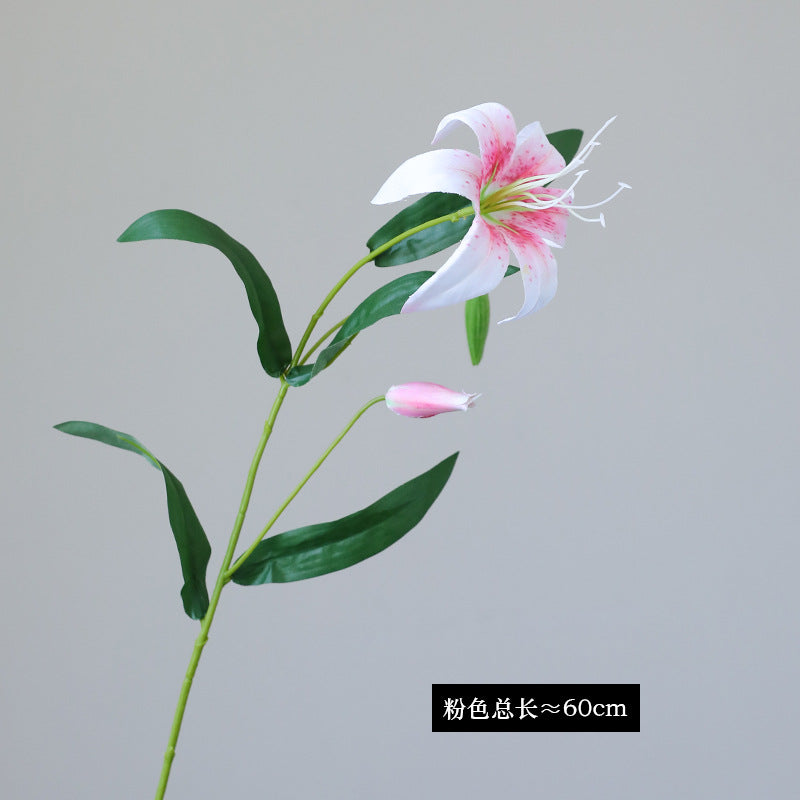 Realistic Silk Lily - 2-Headed Faux Flower for Wedding Decorations, Photography Props, Home and Office Decor, Perfect for Styling and Arrangements