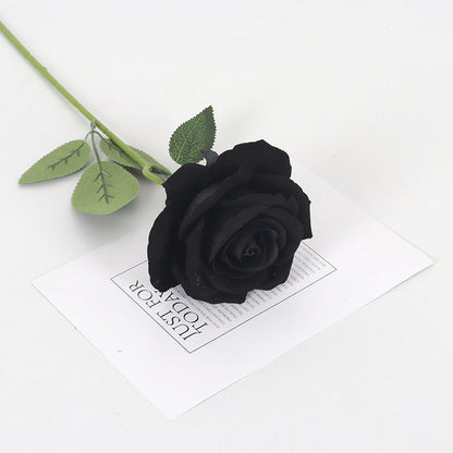 Dark Elegance: Faux Black Rose for Halloween Decor - Stunning Artificial Flowers for Spooky Celebrations and Elegant Arrangements