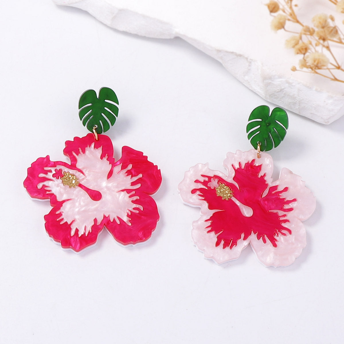 Creative Asymmetrical Colorful Acrylic Floral Drop Earrings for Women - Perfect for Casual Vacations and Stylish Outings