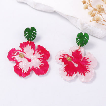 Creative Asymmetrical Colorful Acrylic Floral Drop Earrings for Women - Perfect for Casual Vacations and Stylish Outings